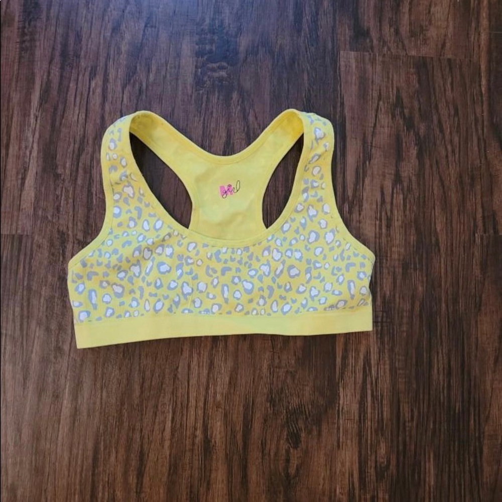 Yellow Leopard-Print Sports Bra